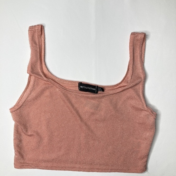 PrettyLittleThing Peach Square Neck Crop Tank Top Size 4 - Picture 1 of 5